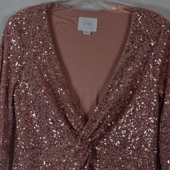 LUXE Sequined Pink Dress SZ M - Picture 6 of 7